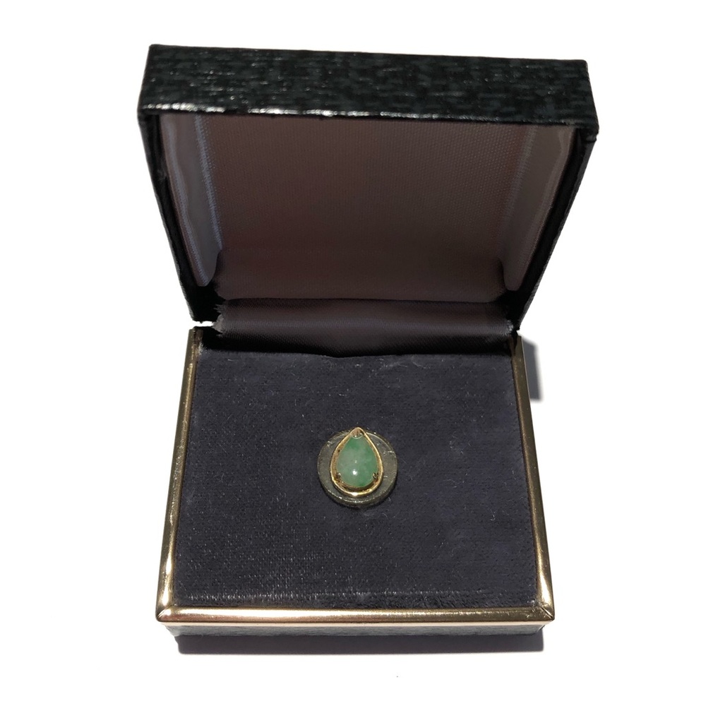 Vintage Green Jade 14k Gold Single Earring 翡翠